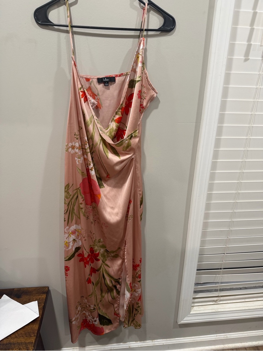 Lulu's Pink Floral Satin Maxi Dress